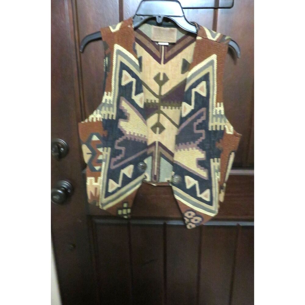 Vintage Circle T Rough Rider Women's Southwestern Aztec Tapestry Vest Med